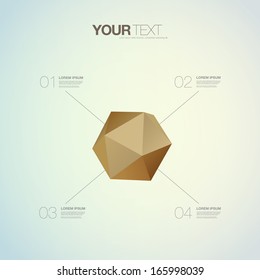 Abstract futuristic golden 3D low-poly shape infographic design with your text  Eps 10 vector illustration 