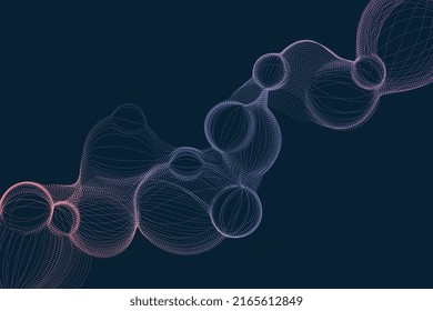 Resumen de la forma futurista de la partícula de gradiente en el fondo negro. Ilustración de la estructura de la molécula digital de puntos en el estilo de la ciencia y la tecnología