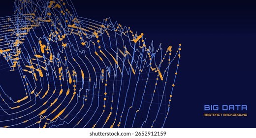 Abstract futuristic graph information computing  on disk space in dark cyberspace. Complex Big Data analysis processing. Digital AI technology information flow with circles.

