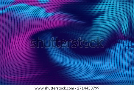 Abstract futuristic grid mesh wave background displaying a smooth flowing digital surface with structured grid lines and vibrant blue and purple neon gradients.