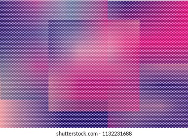 Abstract futuristic halftone panel. The background with dots, points of different shades of pink and violet color and small and big scale. Digital gradient. Vector illustration