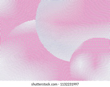 Abstract futuristic halftone panel. The background with dots, points of different shades of pink and violet color and small and big scale. Digital gradient. Vector illustration