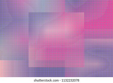 Abstract futuristic halftone panel. The background with dots, points of different shades of pink and violet color and small and big scale. Digital gradient. Vector illustration