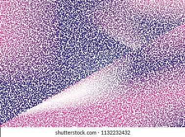 Abstract futuristic halftone panel. The background with dots, points of different shades of pink and violet color and small and big scale. Digital gradient. Vector illustration