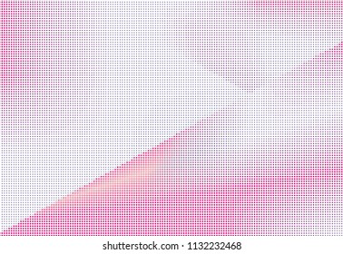 Abstract futuristic halftone panel. The background with dots, points of different shades of pink and violet color and small and big scale. Digital gradient. Vector illustration