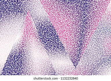Abstract futuristic halftone panel. The background with dots, points of different shades of pink and violet color and small and big scale. Digital gradient. Vector illustration