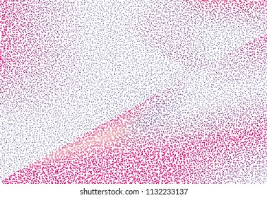 Abstract futuristic halftone panel. The background with dots, points of different shades of pink and violet color and small and big scale. Digital gradient. Vector illustration