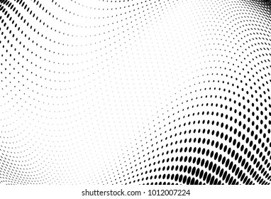 Abstract futuristic halftone pattern. Comic background. Dotted backdrop with circles, dots, point small scale. Design element for web banners, posters, cards, wallpapers, sites. Black and white color