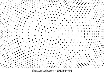 Abstract futuristic halftone pattern. Comic background. Dotted backdrop with circles, dots, small large scale. Design element for web banners, posters, cards, wallpapers, sites. Black and white color