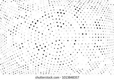 Abstract futuristic halftone pattern. Comic background. Dotted backdrop with circles, dots, small large scale. Design element for web banners, posters, cards, wallpapers, sites. Black and white color