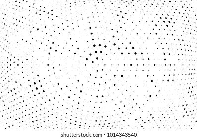 Abstract futuristic halftone pattern. Comic background. Dotted backdrop with circles, dots, small large scale. Design element for web banners, posters, cards, wallpapers, sites. Black and white color
