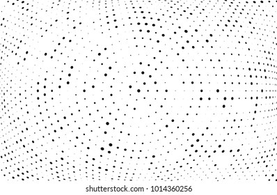Abstract futuristic halftone pattern. Comic background. Dotted backdrop with circles, dots, small large scale. Design element for web banners, posters, cards, wallpapers, sites. Black and white color