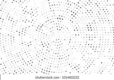 Abstract futuristic halftone pattern. Comic background. Dotted backdrop with circles, dots, small large scale. Design element for web banners, posters, cards, wallpapers, sites. Black and white color