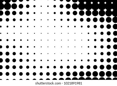 Abstract futuristic halftone pattern. Comic background. Dotted backdrop with circles, dots, point small scale. Design element for web banners, posters, cards, wallpapers, sites. Black and white color