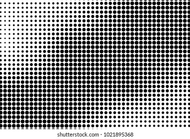 Abstract futuristic halftone pattern. Comic background. Dotted backdrop with circles, dots, point large scale. Design element for web banners, posters, cards, wallpapers, sites. Black and white color