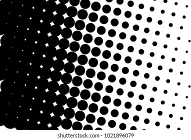 Abstract futuristic halftone pattern. Comic background. Dotted backdrop with circles, dots, point large scale. Design element for web banners, posters, cards, wallpapers, sites. Black and white color