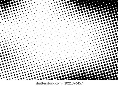 Abstract futuristic halftone pattern. Comic background. Dotted backdrop with circles, dots, point large scale. Design element for web banners, posters, cards, wallpapers, sites. Black and white color 