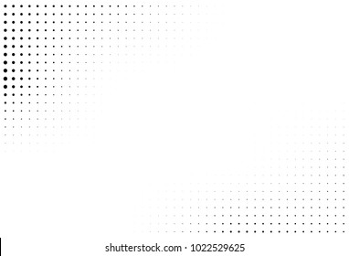 Abstract futuristic halftone pattern. Comic background. Dotted backdrop with circles, dots, point small scale. Design element for web banners, posters, cards, wallpapers, sites. Black and white color 