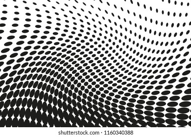 Abstract futuristic halftone pattern. Comic background. Dotted backdrop with circles, dots, point large scale. Design element for web banners, posters, cards, wallpapers, sites. Black on white color