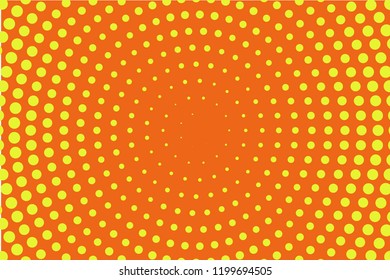 Abstract futuristic halftone pattern. Comic background. Dotted backdrop with circles, dots, point large scale. Design element for web banners, posters, cards, wallpapers, sites. Yellow, orange color