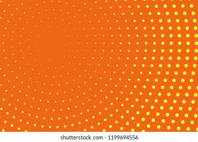 Abstract futuristic halftone pattern. Comic background. Dotted backdrop with circles, dots, point large scale. Design element for web banners, posters, cards, wallpapers, sites. Yellow, orange color