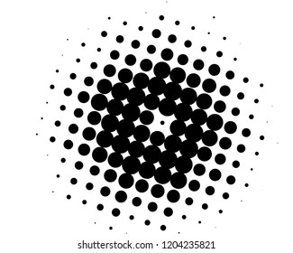 Abstract futuristic halftone pattern. Comic background. Dotted backdrop with circles, dots, point large scale. Design element for web banners, posters, cards, wallpapers, sites. Black and white color
