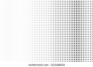 Abstract futuristic halftone pattern. Comic background. Dotted backdrop with circles, dots, point large scale. Design element for web banners, posters, cards, wallpapers, sites. Black and white color