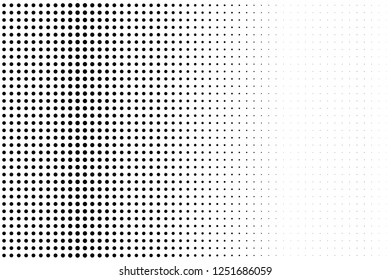 Abstract futuristic halftone pattern. Comic background. Dotted backdrop with circles, dots, point large scale. Design element for web banners, posters, cards, wallpapers, sites. Black and white color