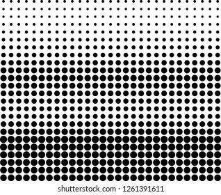 Abstract futuristic halftone pattern. Comic background. Dotted backdrop with circles, dots, point large scale. Design element for web banners, posters, cards, wallpapers, sites. Black and white color