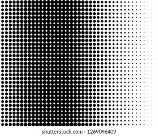 Abstract futuristic halftone pattern. Comic background. Dotted backdrop with circles, dots, point large scale. Design element for web banners, posters, cards, wallpapers, sites. Black and white color