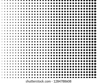 Abstract futuristic halftone pattern. Comic background. Dotted backdrop with circles, dots, point large scale. Design element for web banners, posters, cards, wallpapers, sites. Black and white color