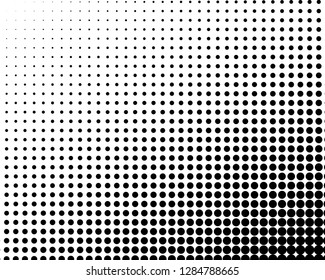 Abstract futuristic halftone pattern. Comic background. Dotted backdrop with circles, dots, point large scale. Design element for web banners, posters, cards, wallpapers, sites. Black and white color