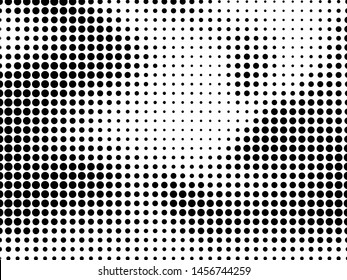 Abstract futuristic halftone pattern. Comic background. Dotted backdrop with circles, dots, point large scale. Design element for web banners, posters, cards, wallpapers, sites. Black and white color