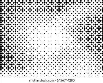 Abstract futuristic halftone pattern. Comic background. Dotted backdrop with circles, dots, point large scale. Design element for web banners, posters, cards, wallpapers, sites. Black and white color