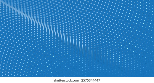 Abstract futuristic halftone pattern. Comic background. Dotted backdrop with circles, dots, point large scale. Design element for web banners, posters, cards, wallpapers, sites. Blue color with eps10