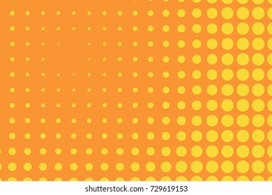 Abstract futuristic halftone pattern. Comic background. Dotted backdrop with circles, dots, point large scale. Design element for web banners, posters, cards, wallpapers, sites. Orange, yellow color