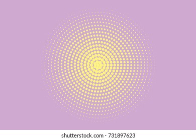 Abstract futuristic halftone pattern. Comic background. Dotted backdrop with circles, dots, point large scale. Design element for web banners, posters, cards, wallpapers, sites. Lilac, yellow color