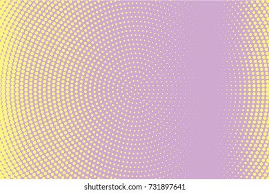 Abstract futuristic halftone pattern. Comic background. Dotted backdrop with circles, dots, point large scale. Design element for web banners, posters, cards, wallpapers, sites. Lilac, yellow color