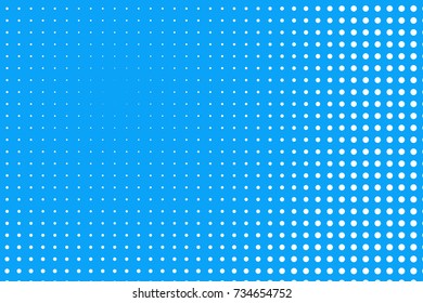 Abstract futuristic halftone pattern. Comic background. Dotted backdrop with circles, dots, point large scale. Design element for web banners, posters, cards, wallpapers, sites. Blue and white color