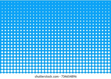 Abstract futuristic halftone pattern. Comic background. Dotted backdrop with circles, dots, point large scale. Design element for web banners, posters, cards, wallpapers, sites. Blue and white color