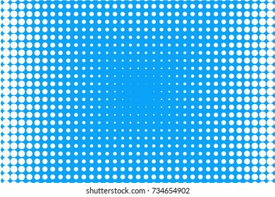 Abstract futuristic halftone pattern. Comic background. Dotted backdrop with circles, dots, point large scale. Design element for web banners, posters, cards, wallpapers, sites. Blue and white color