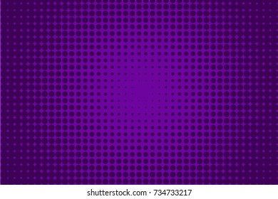 Abstract futuristic halftone pattern. Comic background. Dotted backdrop with circles, dots, point large scale. Design element for web banners, posters, cards, wallpapers, sites. Dark purple color