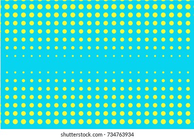 Abstract futuristic halftone pattern. Comic background. Dotted backdrop with circles, dots, point large scale. Design element for web banners, posters, cards, wallpapers, sites. Blue, yellow color