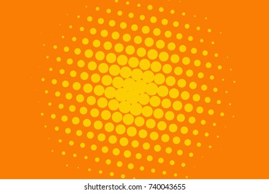  Abstract futuristic halftone pattern. Comic background. Dotted backdrop with circles, dots, point large scale. Design element for web banners, posters, cards, wallpapers, sites. Yellow, orange color