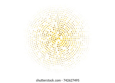 Abstract futuristic halftone pattern. Comic background. Dotted backdrop with circles, dots, point small scale. Design element for web banners, posters, cards, wallpapers, sites. Gold, golden glitter