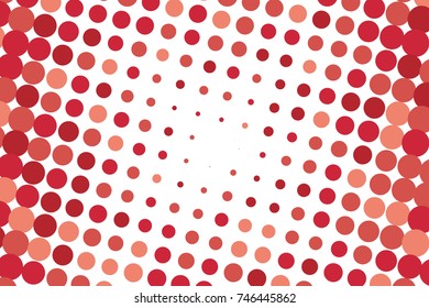 Abstract futuristic halftone pattern. Comic background. Dotted backdrop with circles, dots, point large scale. Design element for web banners, posters, cards, wallpapers, sites. Pink, beige, red color