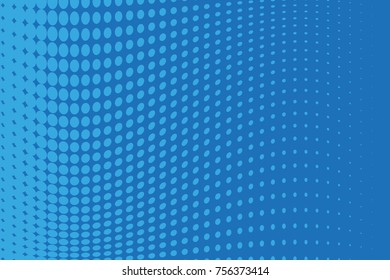 Abstract futuristic halftone pattern. Comic background. Dotted backdrop with circles, dots, point large scale. Design element for web banners, posters, cards, wallpapers, sites. Blue color