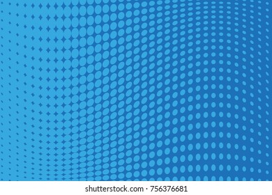 Abstract futuristic halftone pattern. Comic background. Dotted backdrop with circles, dots, point large scale. Design element for web banners, posters, cards, wallpapers, sites. Blue color