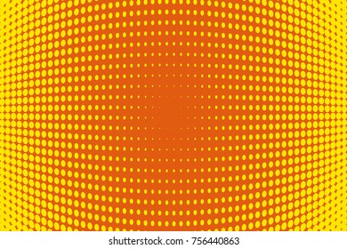 Abstract futuristic halftone pattern. Comic background. Dotted backdrop with circles, dots, point large scale. Design element for web banners, posters, cards, wallpapers, sites.Yellow, orange color