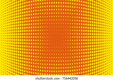 Abstract futuristic halftone pattern. Comic background. Dotted backdrop with circles, dots, point large scale. Design element for web banners, posters, cards, wallpapers, sites.Yellow, orange color